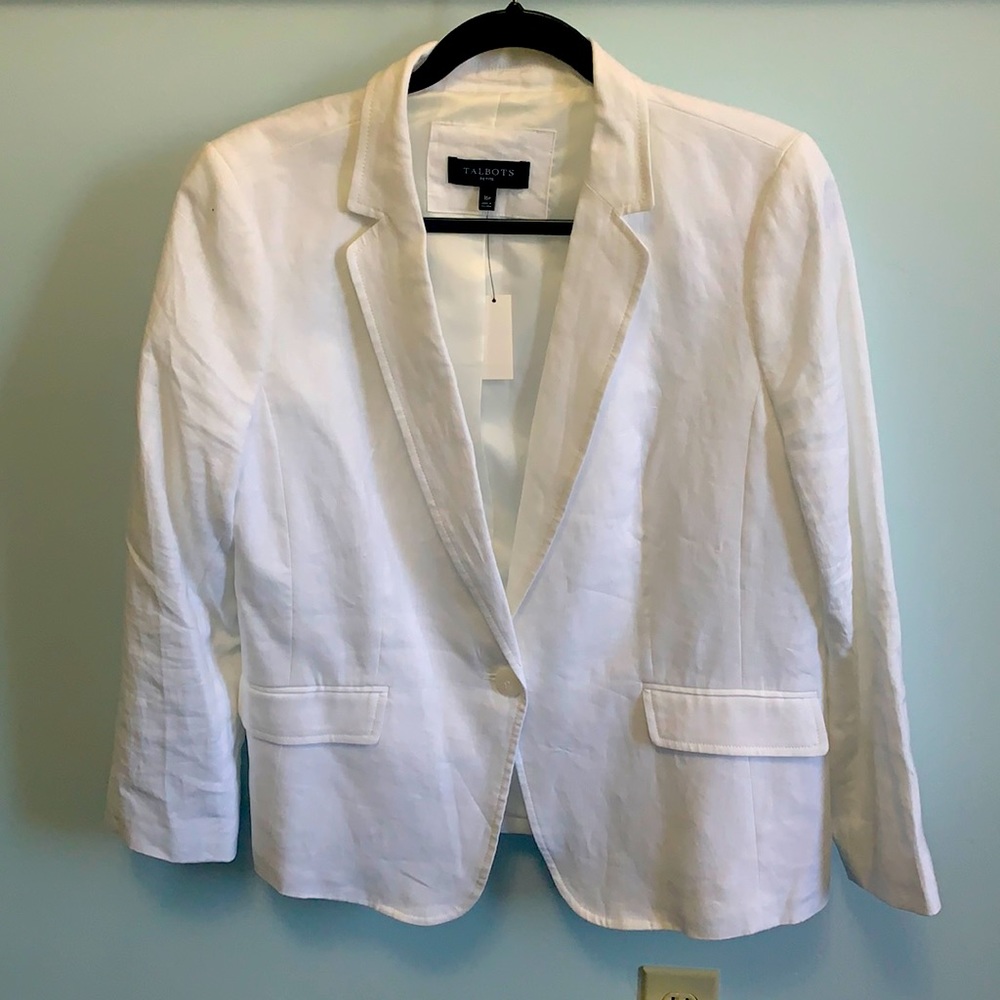 NWT Talbots White Linen Blazer